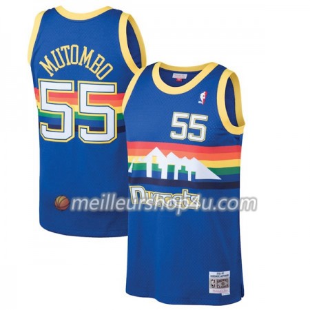 Maillot Basket Homme Denver Nugget Dikembe Mutombo 55 Hardwood Classics Navy Swingman